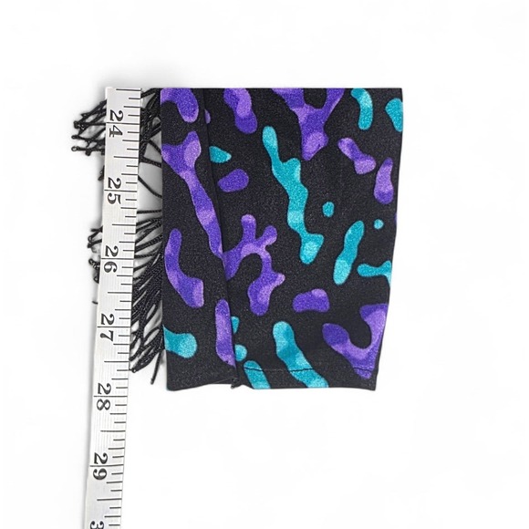 Fringe Leggings Printed Purple Turquoise Black Athleisure 80's‎ Spandex - Picture 3 of 5